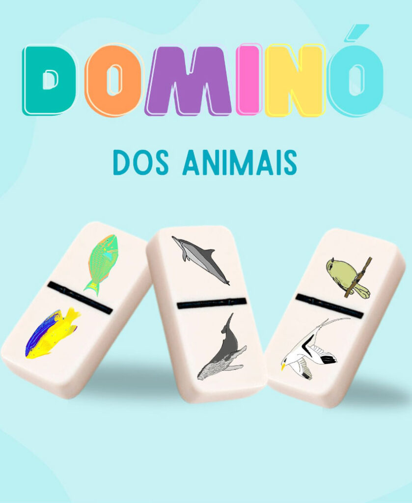 Jogo de Dominó Infantil Animais com