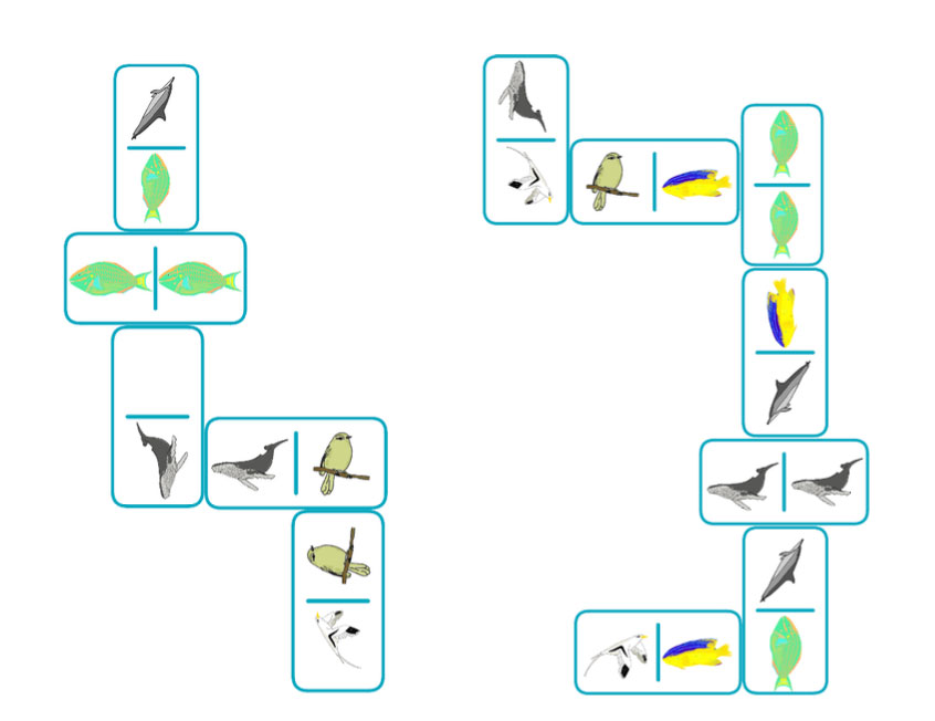 Figura 1: Exemplos de partidas nos níveis 1 (a esquerda) e 2 (a direita).